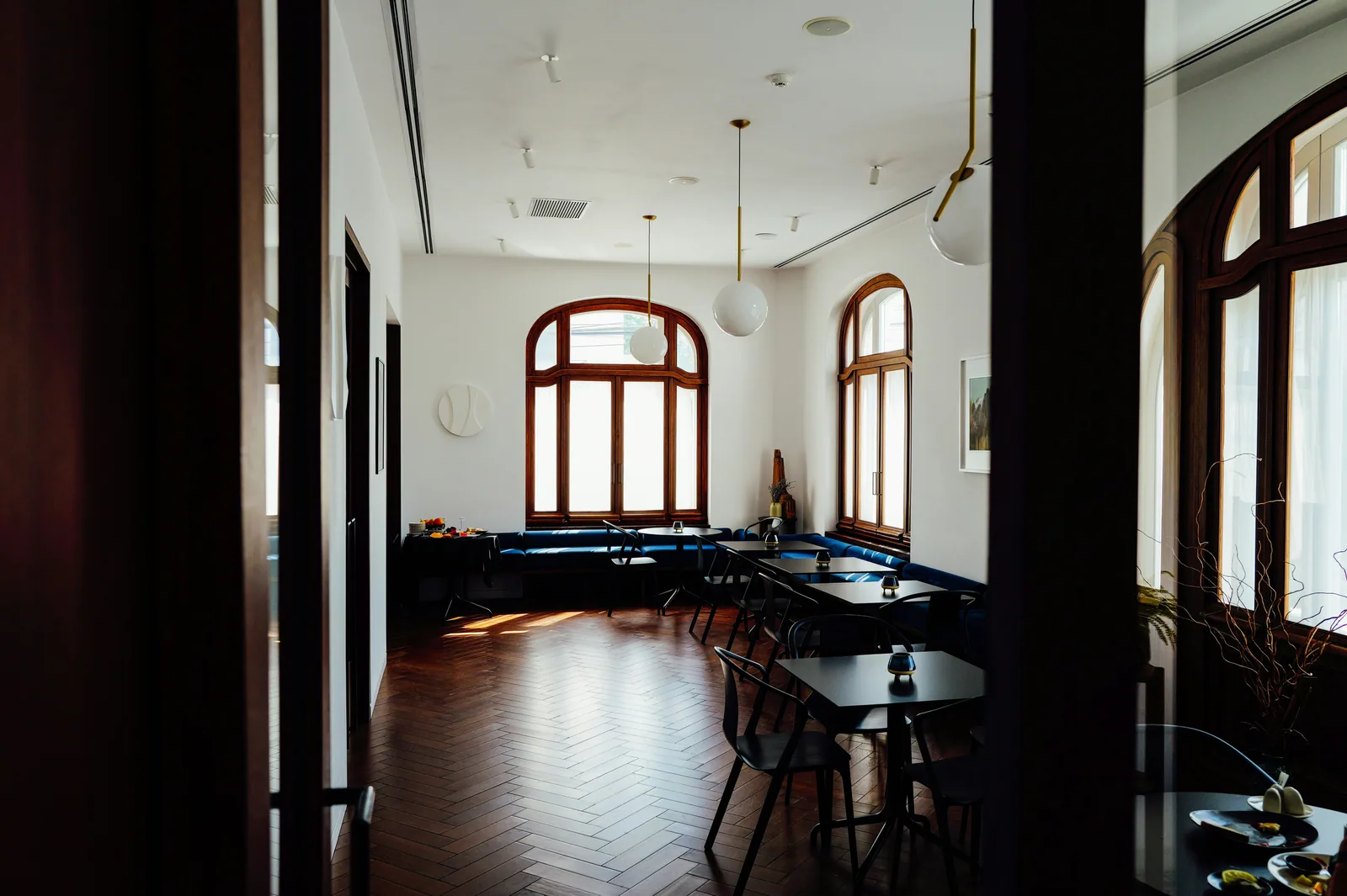 A café with arched windows