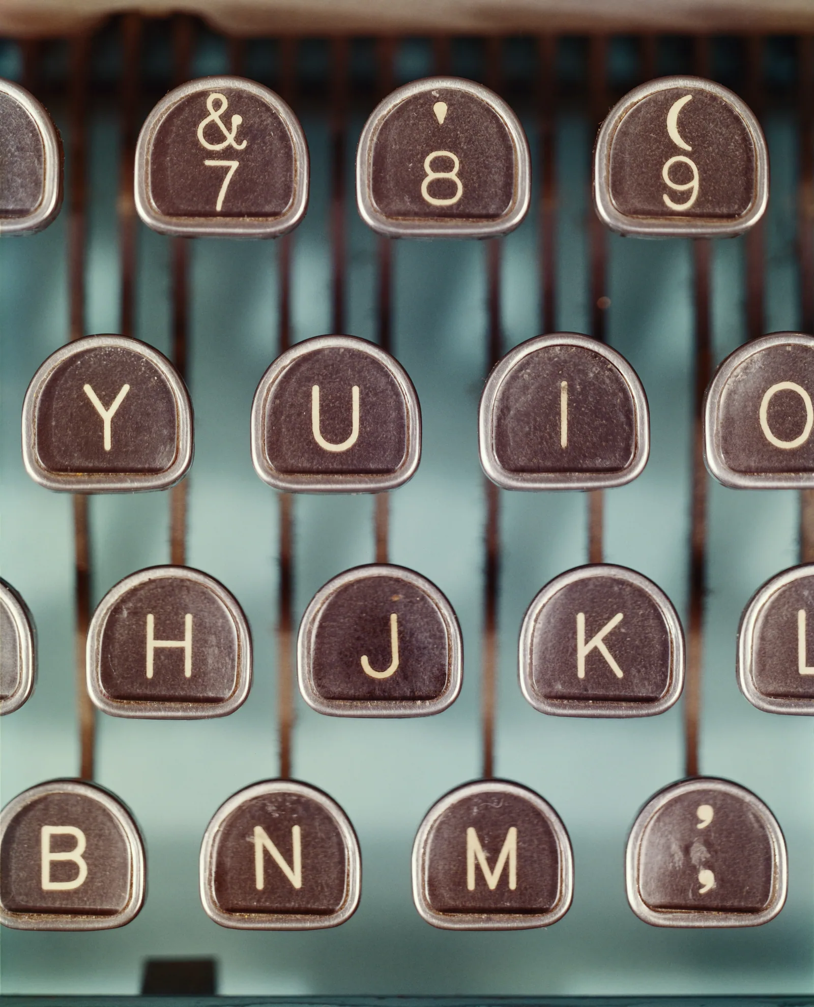 Close up of round typewriter keys